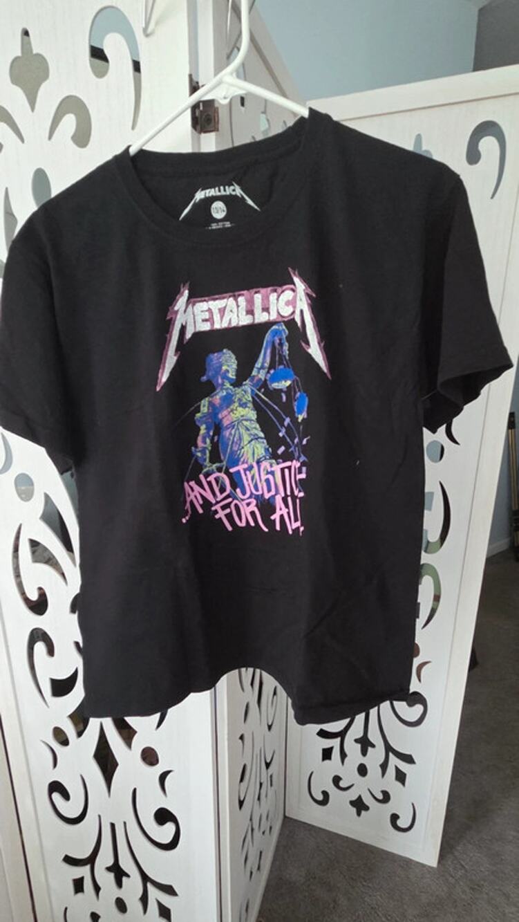 Metallica Justice For All Pink Blue Youth Junior Size 13/14 -Womens XS/Sm NWOT